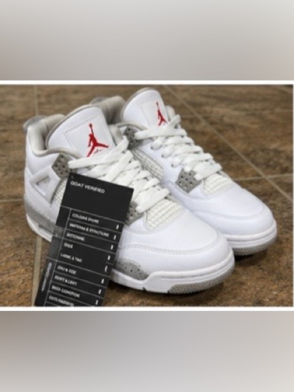 Nike AirJordan 4 Retro GS White Cement Sz 4Y Youth Sneakers GOAT Verified w/ Box - Picture 6 of 12